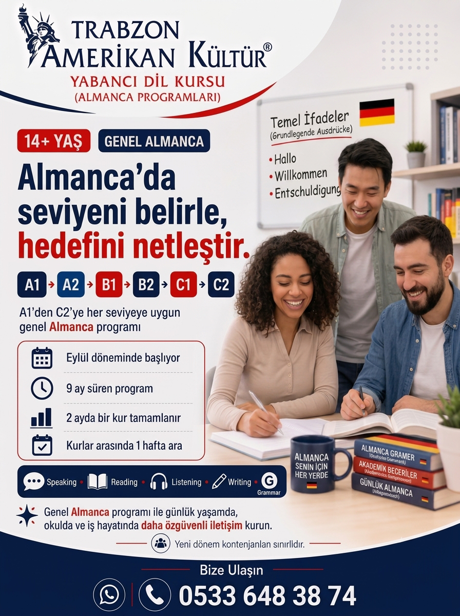 Trabzon Almanca kursu A1-C2 tanıtım afişi