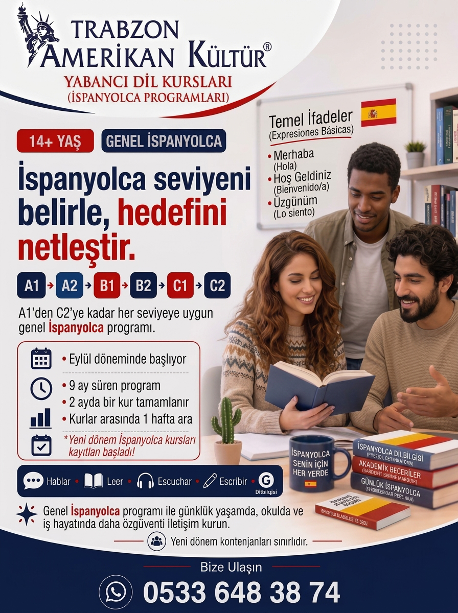 Trabzon İspanyolca kursu tanıtım afişi