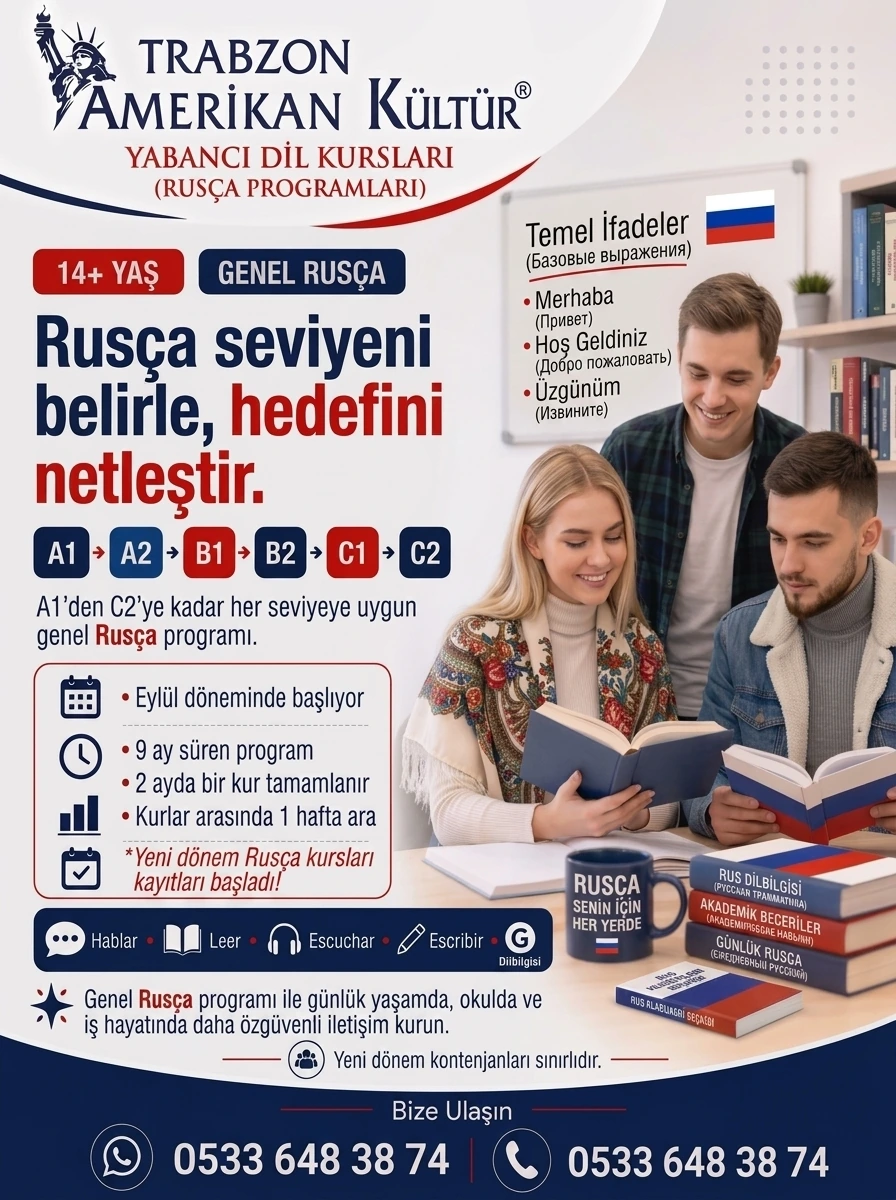 Trabzon Rusça kursu tanıtım afişi
